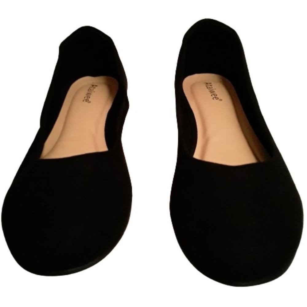 Ataiwee Women's Round Toe Faux Suede Ballet Flats Size 10 1/2W 10.5W
